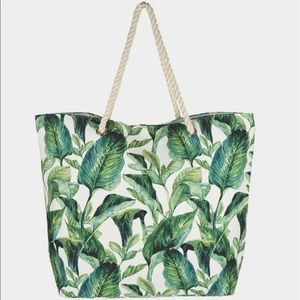 Tropical Leaf Beach Bag with Rope Handles